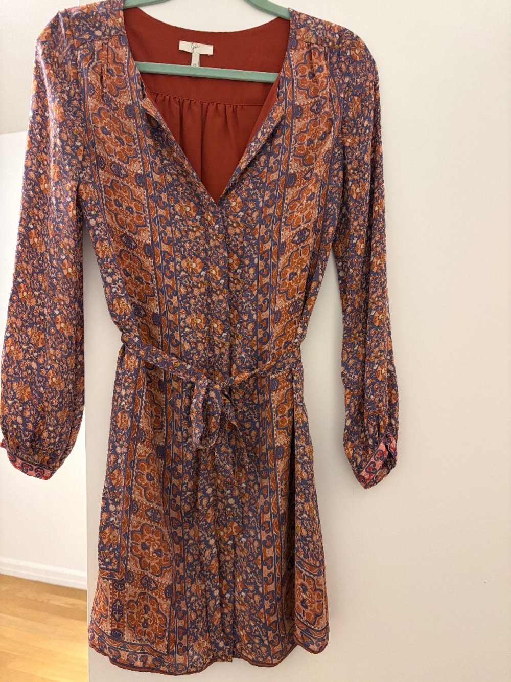 Joie XS Paisley Boho Pink & Purple Silk Dress